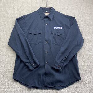 Vintage Air Transat Canada Employee Button Up Shirt Uniform Men Sz L Navy Blue *